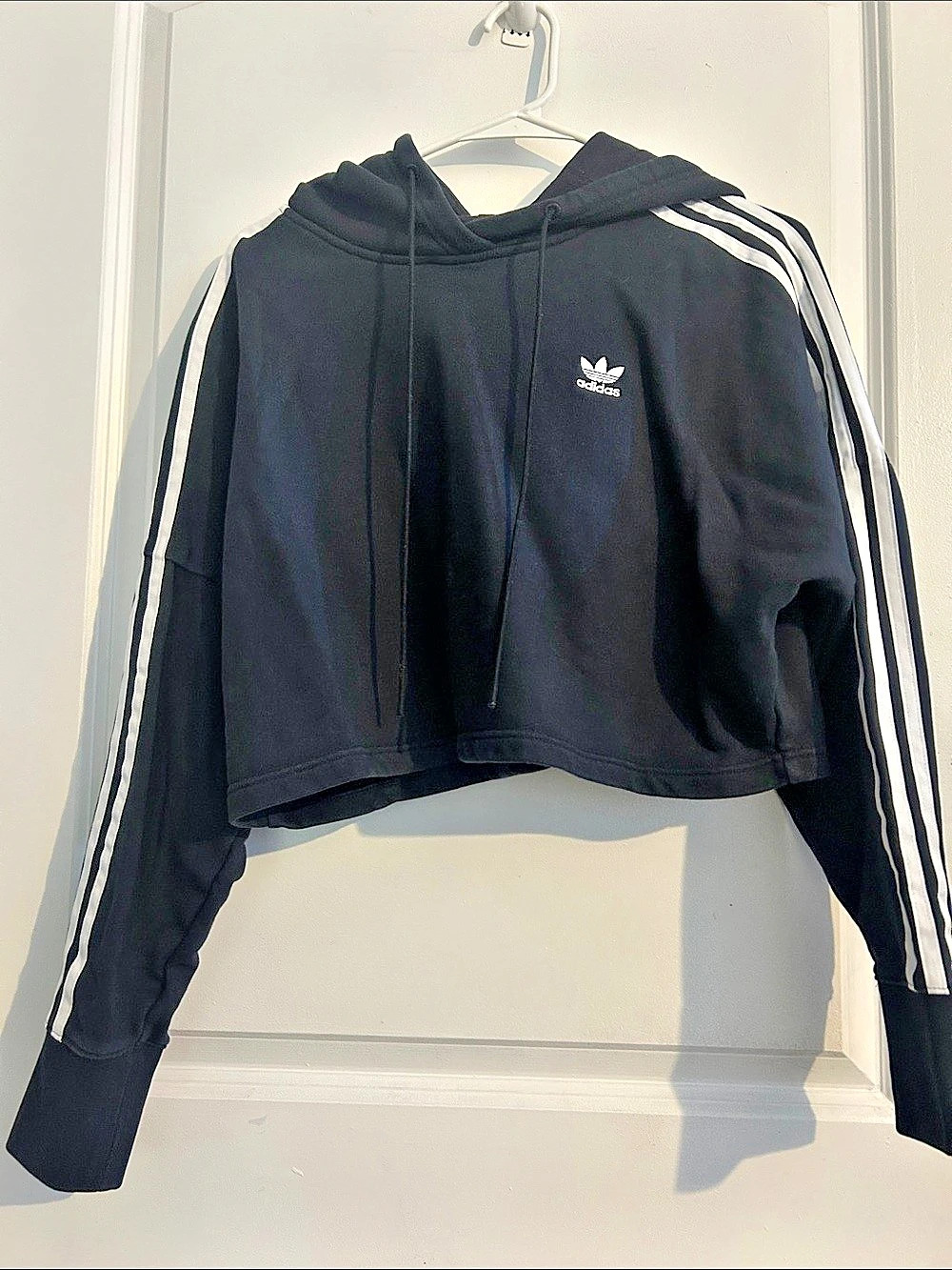 adidas Originals Trefoil Cropped Hoodie Black & White XS